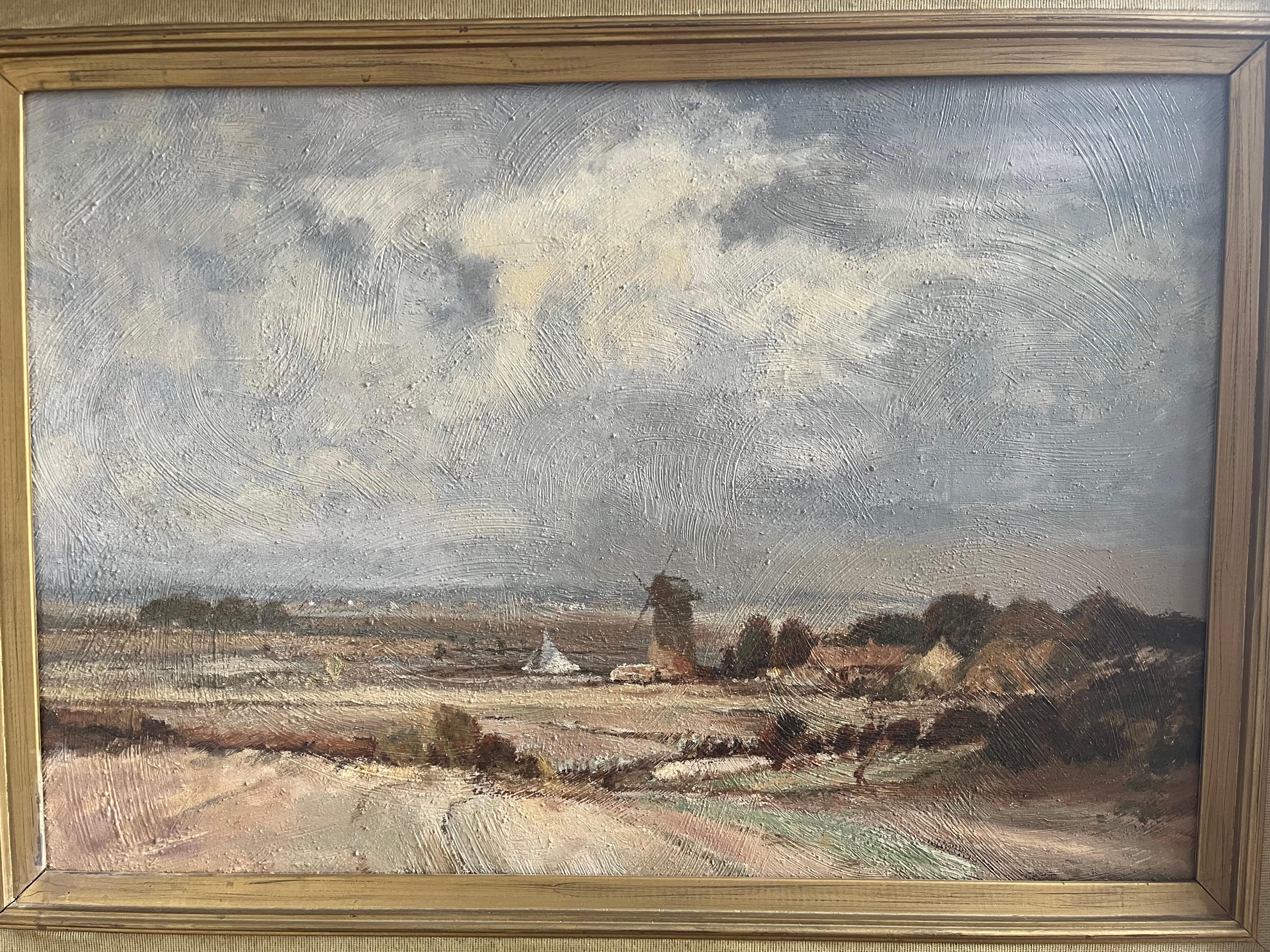 John Ormondroyd, Norfolk scene with windmill, Follower of Edward Seago For Sale 3