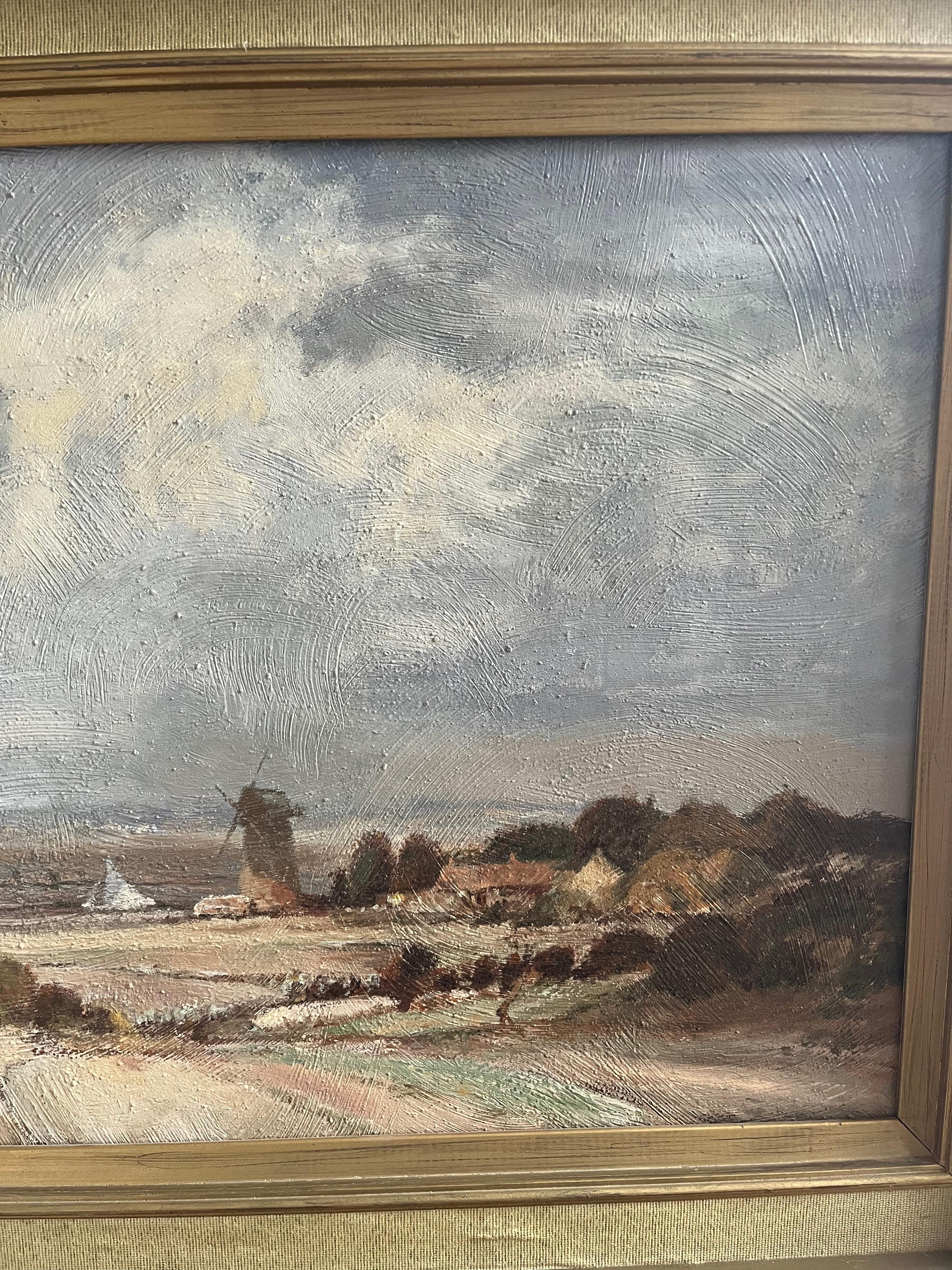 John Ormondroyd, Norfolk scene with windmill, Follower of Edward Seago For Sale 8