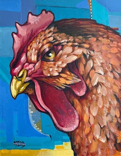 Curiosity & Courage - Contemporary Urban Rooster Painting