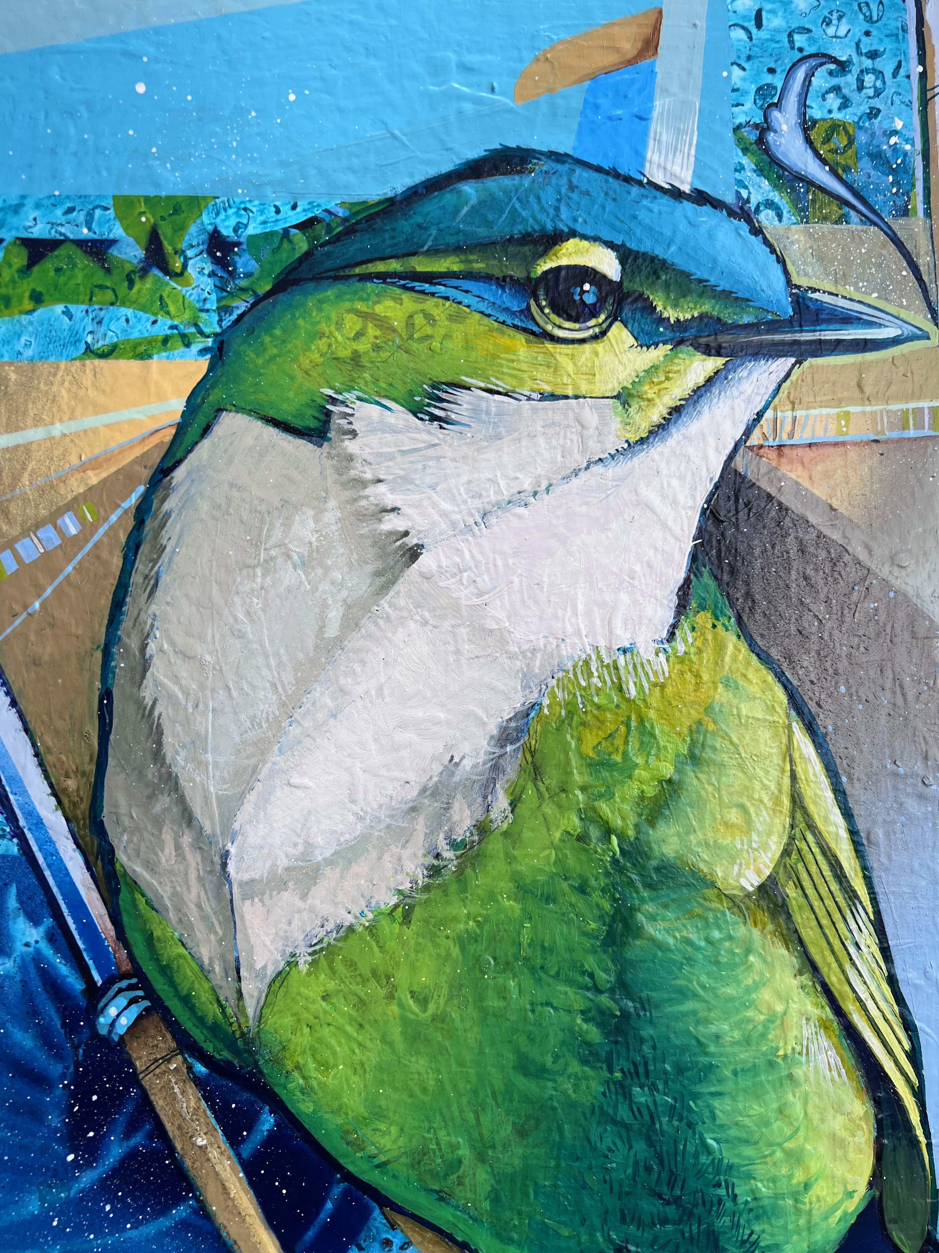 Directional Intent - Contemporary Green Bird Painting 1