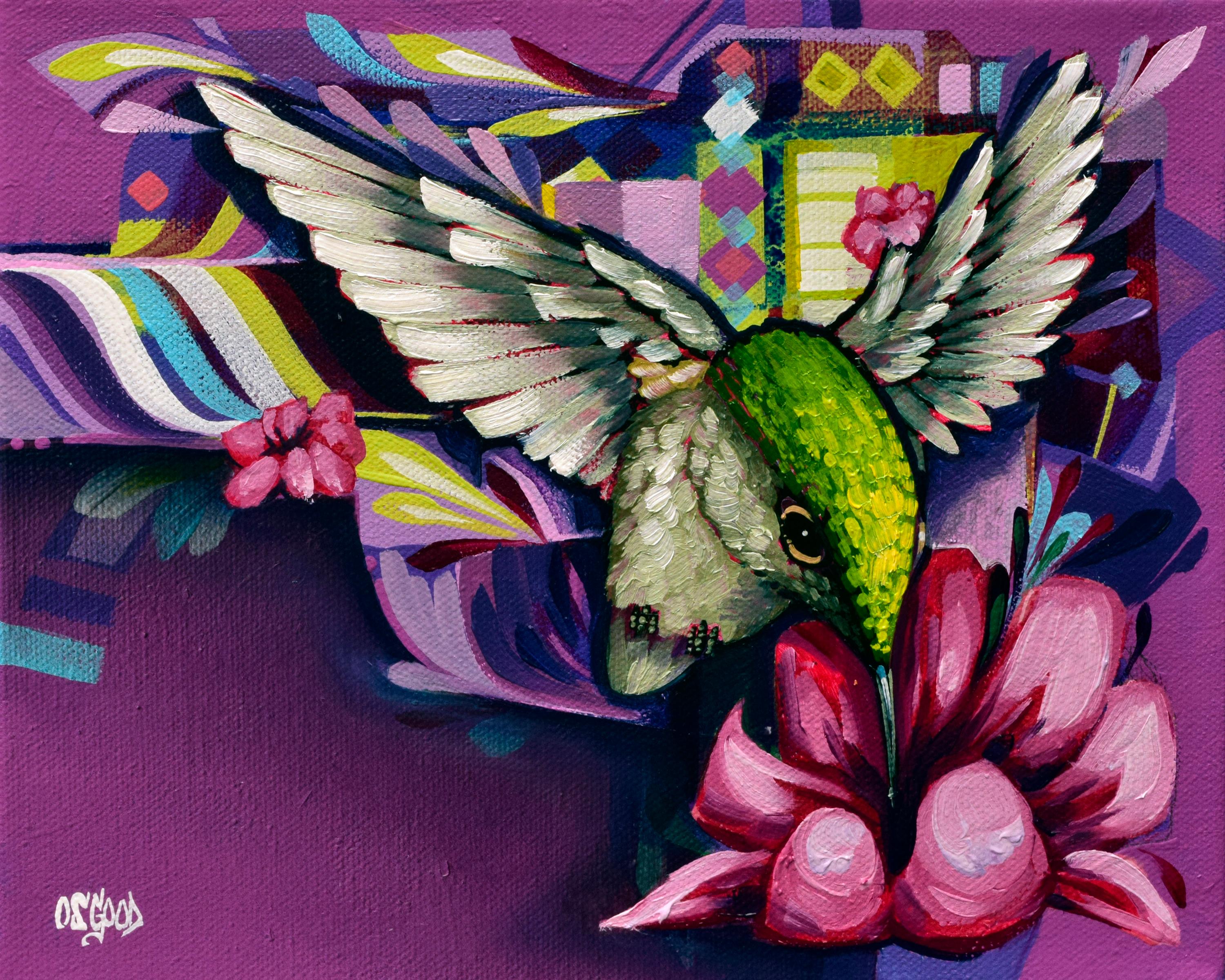 John Osgood Animal Painting - Sahasrara - Small Hummingbird Contemporary Painting