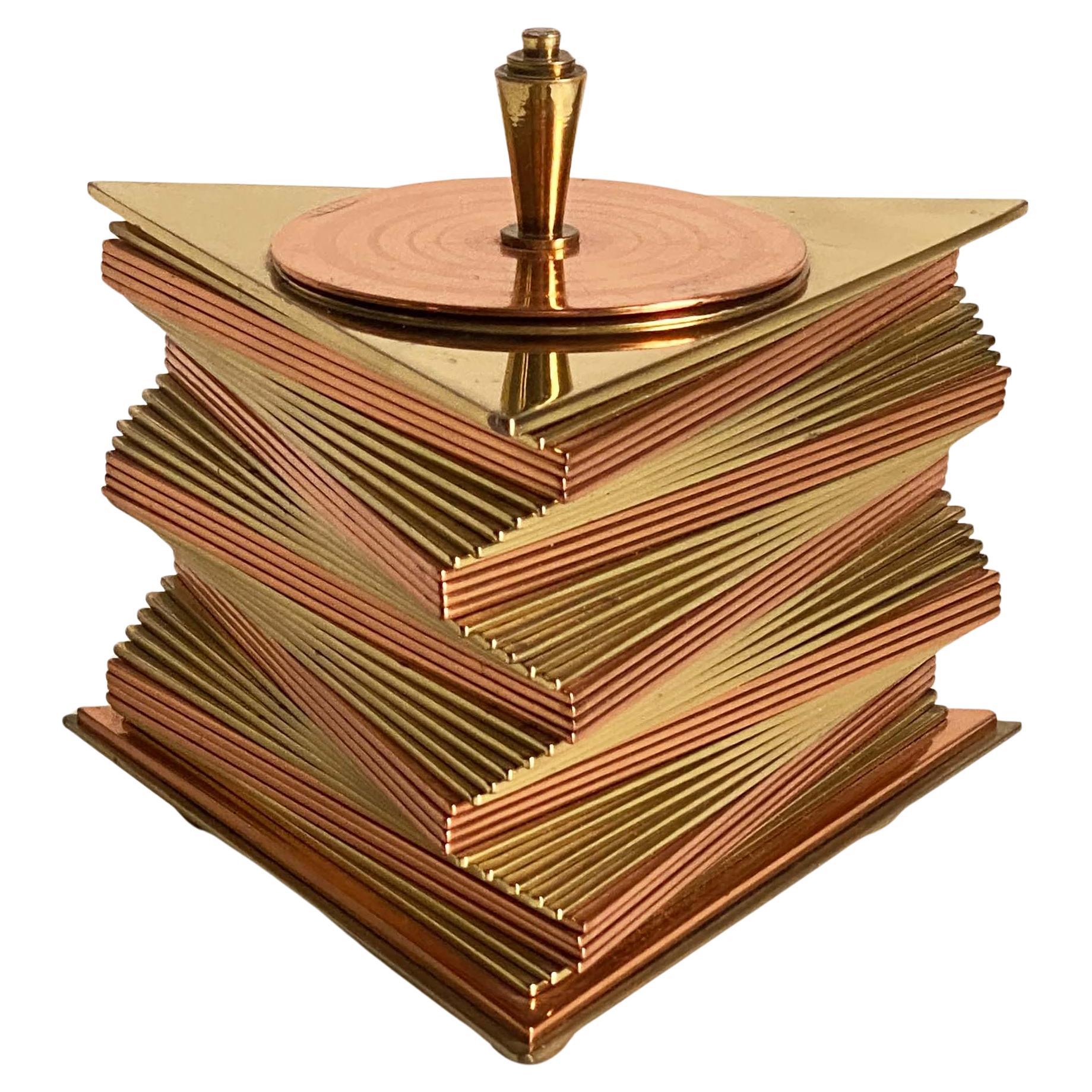 John Otar Brass 
Copper Mixed-Metal Machine Age Art Deco Lidded Box For Sale