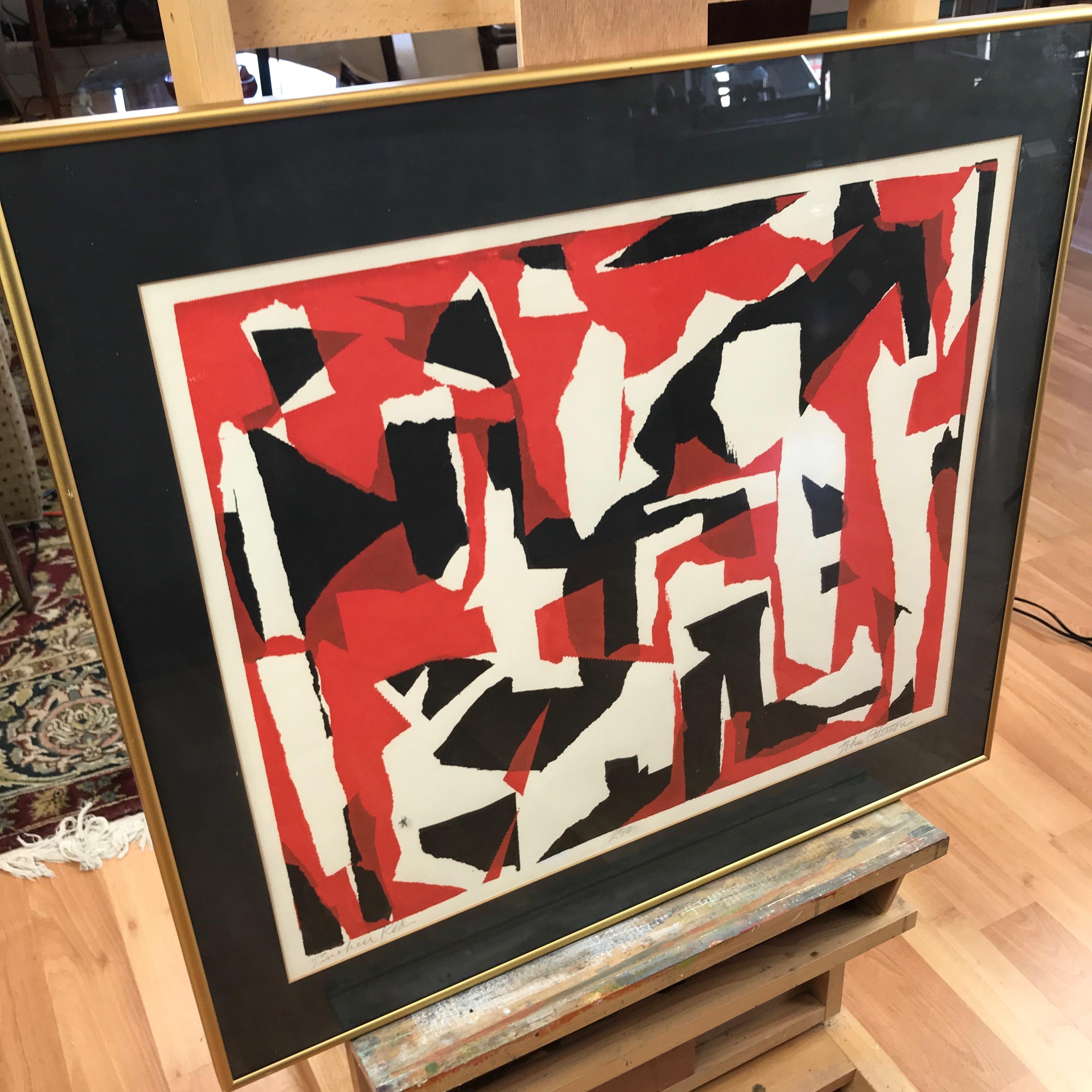 American John Otterson “Broken Red” Abstract Serigraph, Signed & Numbered, Early 1950s