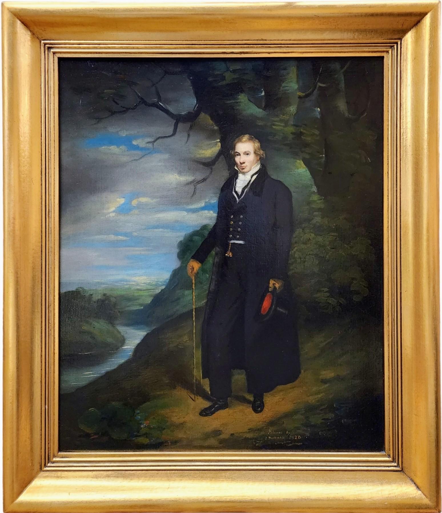 John Pairman Landscape Painting – Porträt eines Gentleman in einer Landschaft, schottische Porträts, Porträt, Wealthy 