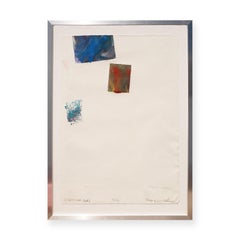 "Skopolos Greece Monoprint No. 2" Orange, Blue, Teal Abstract Contemporary Print
