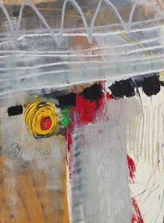Gray, Red, Green, and Yellow Abstract Expressionist Painting