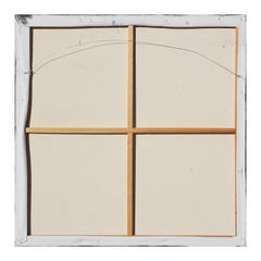 Square Blue Toned Abstract Expressionist Painting