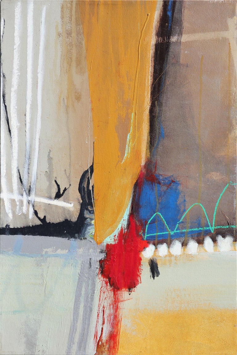 John Palmer Yellow, Red, Blue, and Green Toned Abstract Geometric