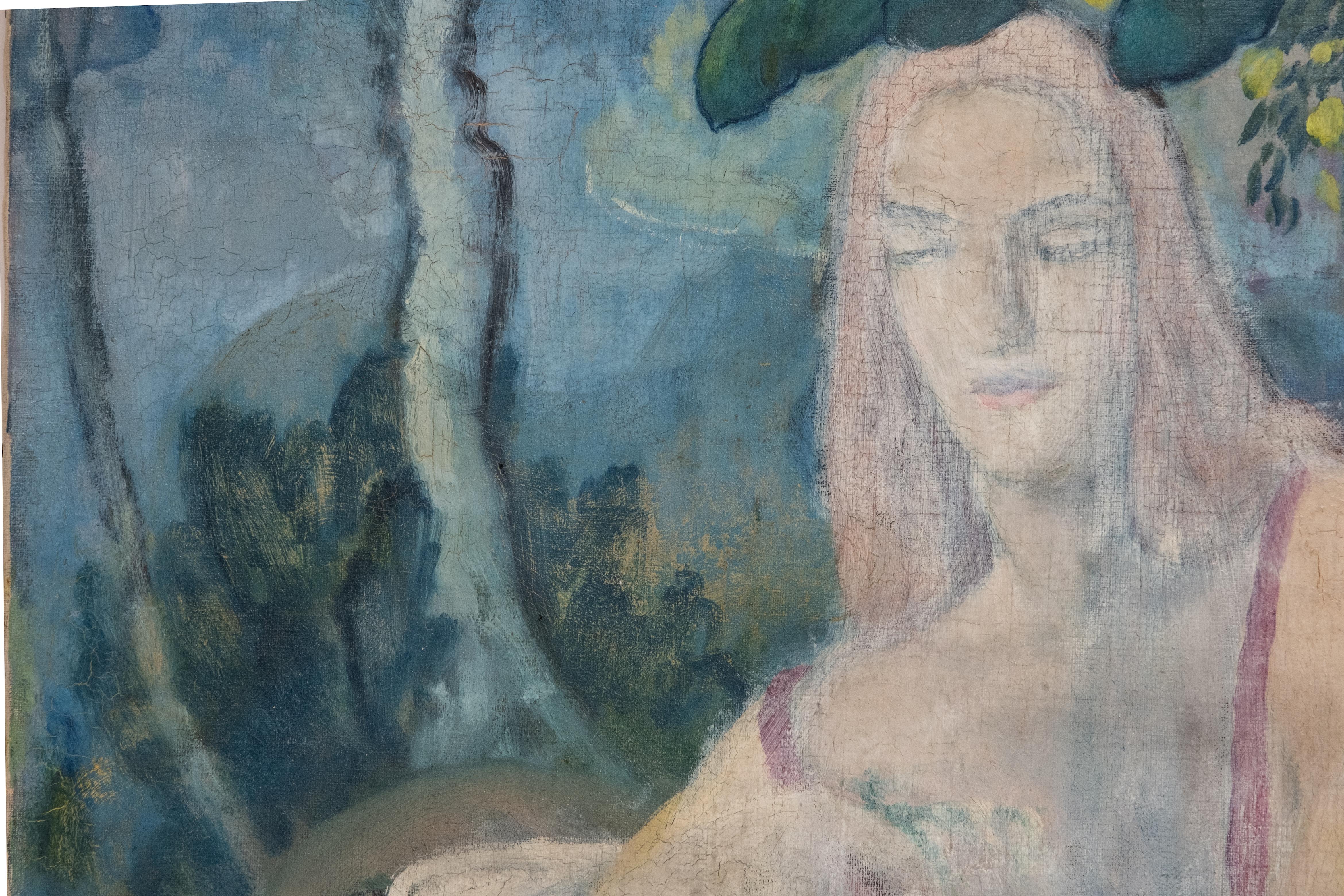 John Palmer Wicker, „Porträt einer Frau in einer Landschaft im Zustand „Gut“ im Angebot in Hudson, NY