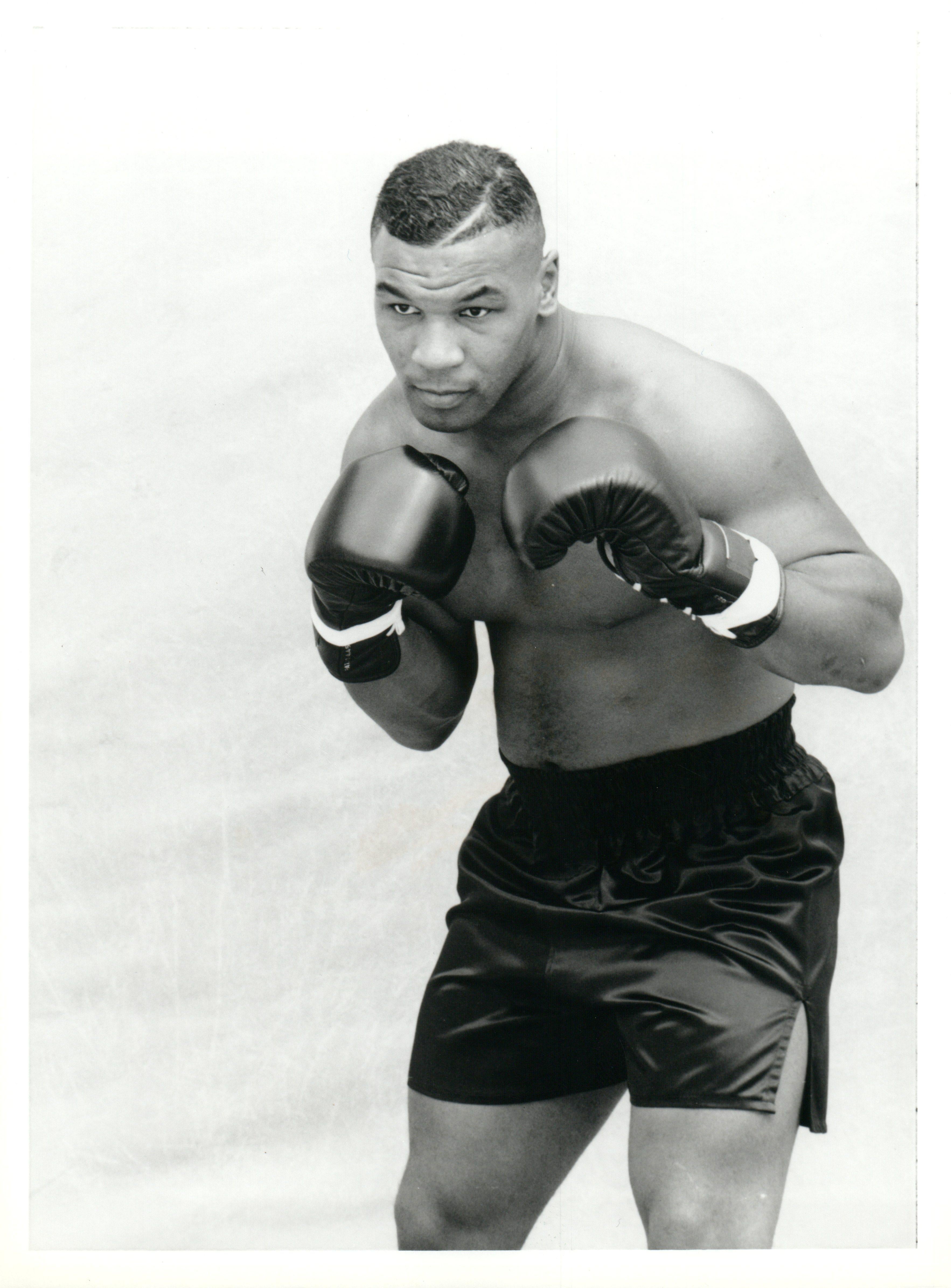 John Paschall Black and White Photograph - Mike Tyson in Action Vintage Original Photograph