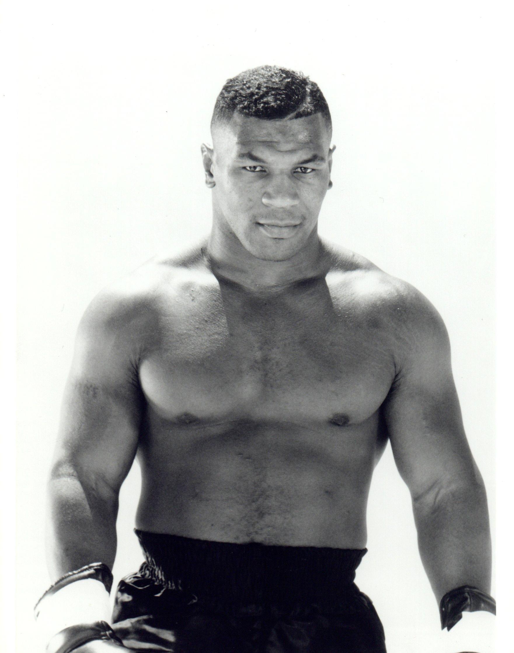 John Paschall Black and White Photograph - Mike Tyson in Boxing Gloves II Vintage Original Photograph