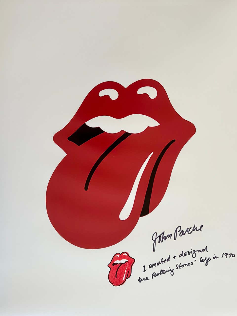 John Pasche 'The Rolling Stones Tongue and Lips', Signed Print