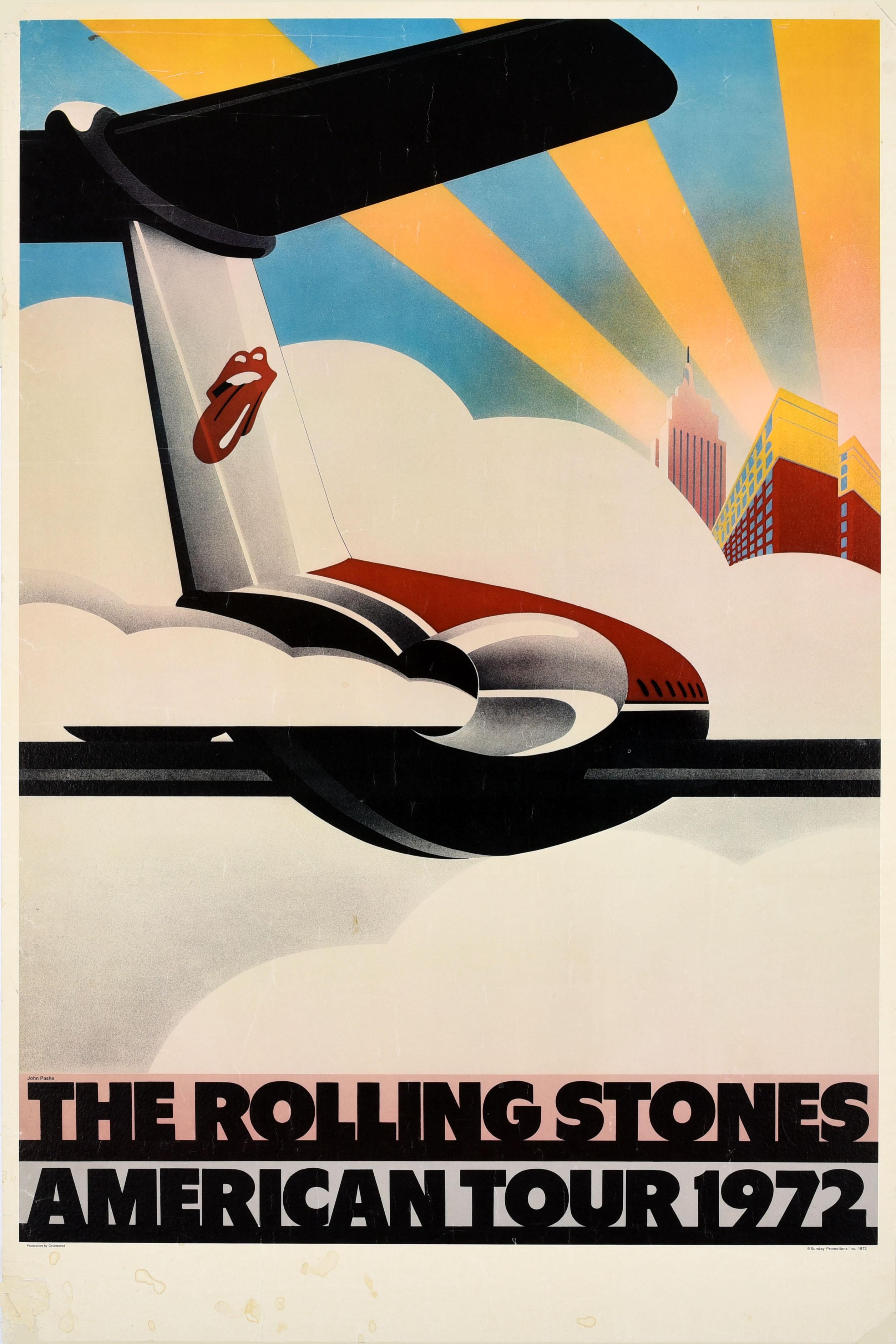 John Pasche Print - Original Vintage Music Concert Poster Rolling Stones American Tour 1972 Pashe