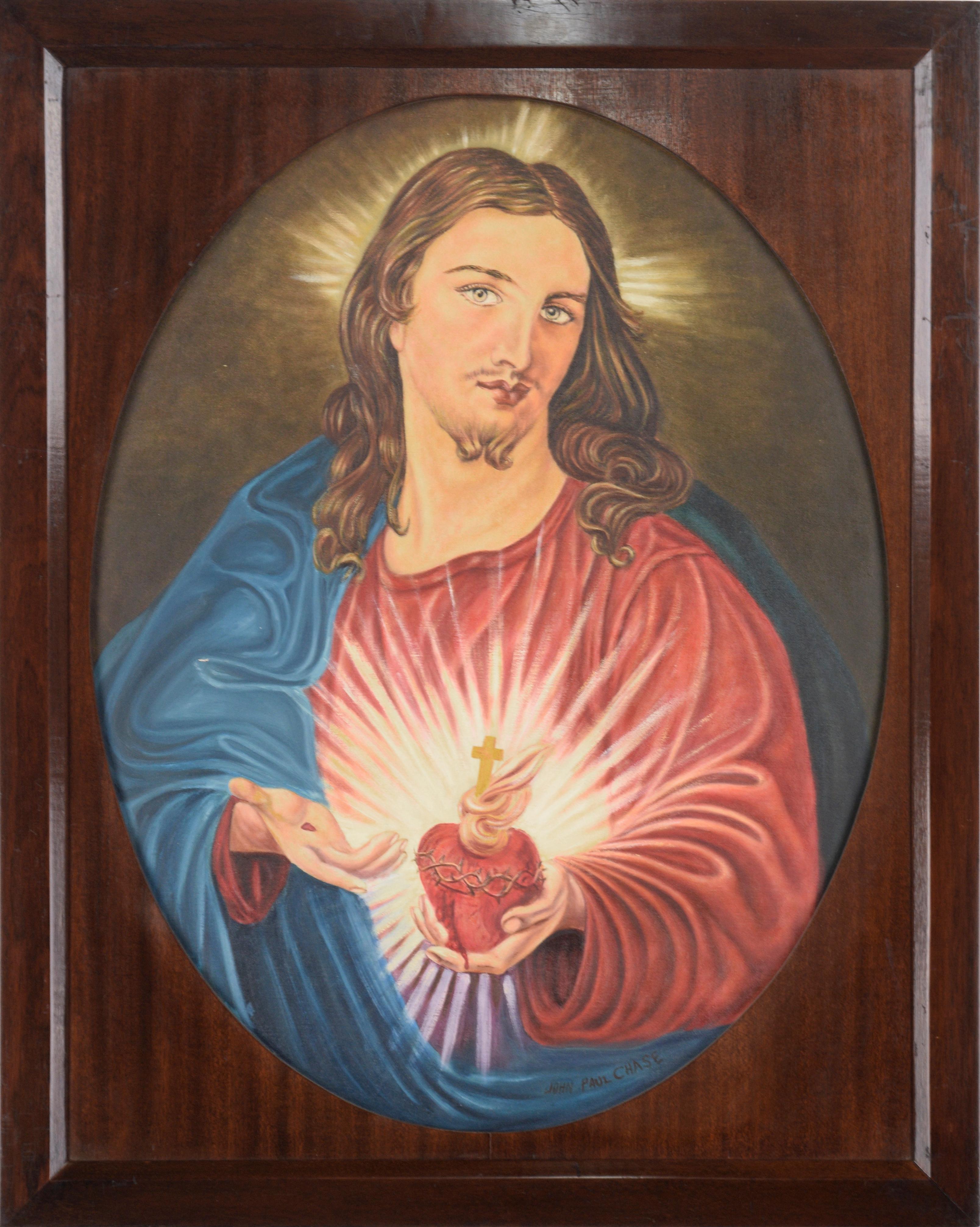 Portrait de Jésus et du Sacré-Cœur par John Paul Chase (Dillinger Associate)