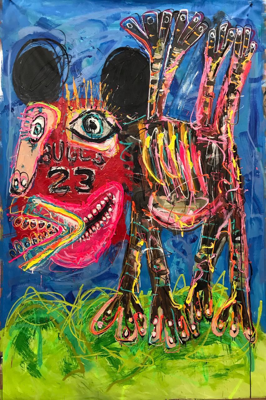"BULLS" Mixed media painting 80x54 inch by John Paul Fauves 

ABOUT John Paul FAUVES: 
John Paul Fauves (born in 1980) is a contemporary Artist from Costa Rica . His artistic journey started at a very young age after he became a student of Joaquin