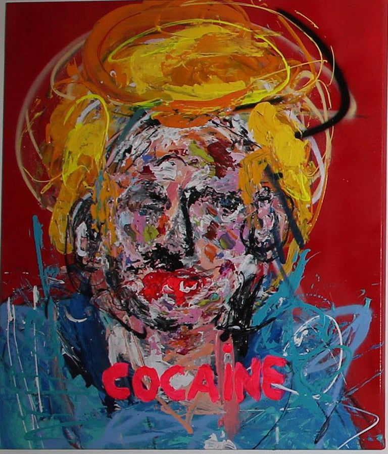 "COCAINE" Mixed media Painting 39x32 inch by John Paul Fauves 

From "Alts iz farloyrn" ("All is lost") series
2019
Mixed media, acrylic and oil on canvas 
39" × 32" inch 

"Alts iz farloyrn" ("All is lost")
"Alts iz Farloyrn” – the latest series by