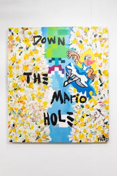 "Down The Mario Hole" Mixed media Painting 47" x 41" inch by John Paul Fauves