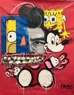 « I AM A BABY » Peinture technique mixte 62x54 pouces de John Paul Fauves