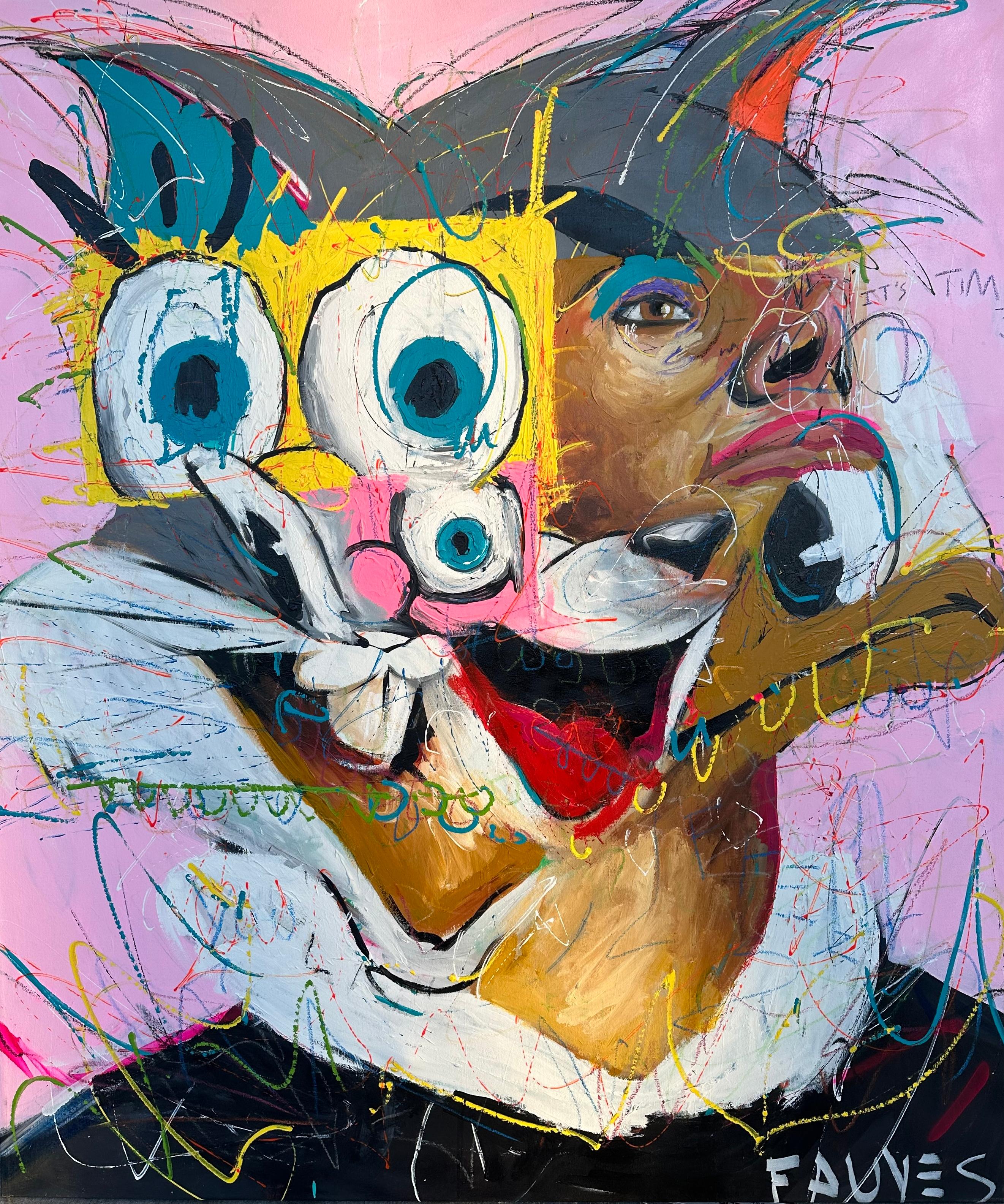 "Es la hora" Pintura Pop Art 57 x 48 in de John Paul Fauves