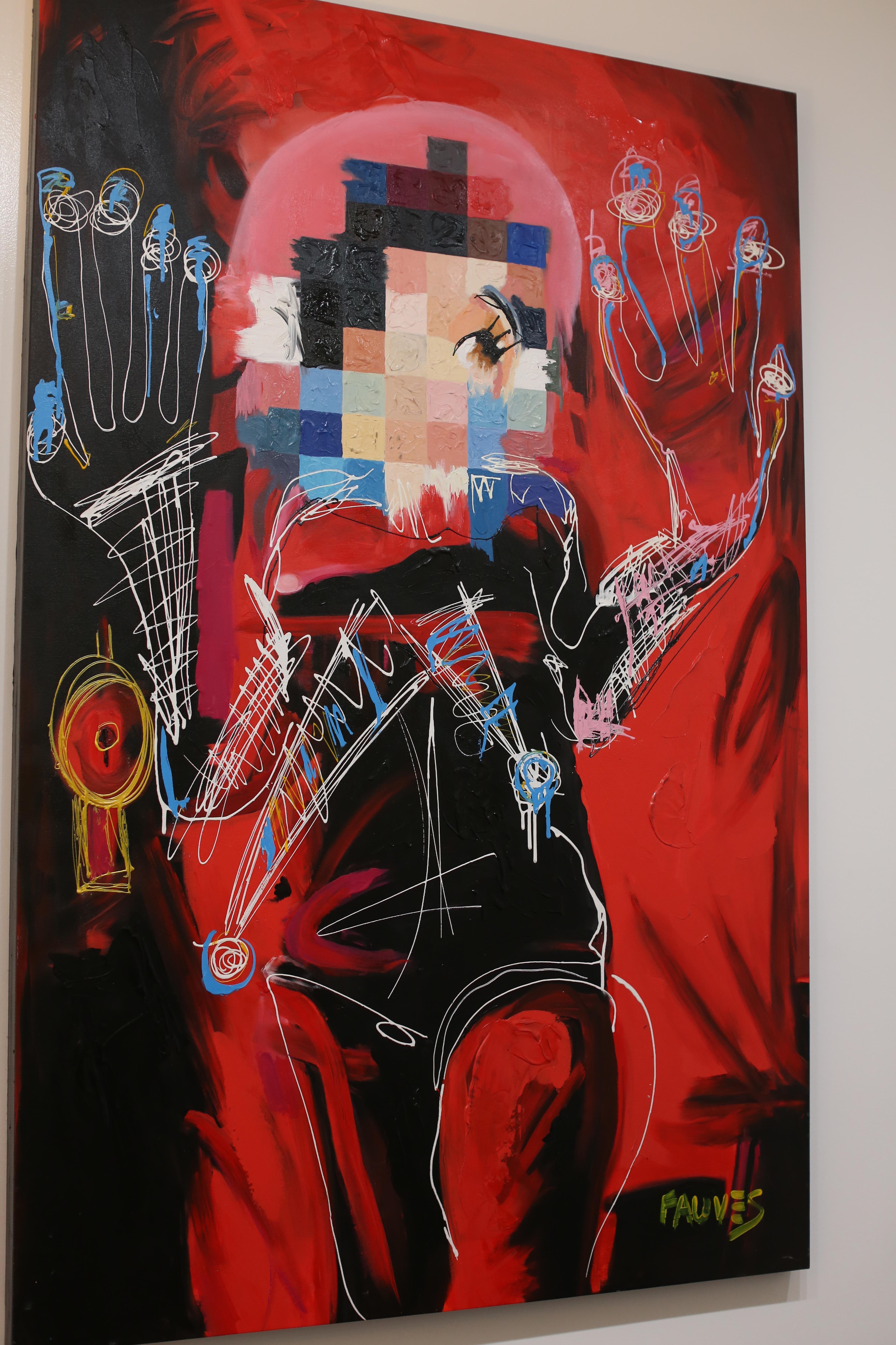 „Snow Red““, Gemälde in Mischtechnik, 78x52 Zoll, von John Paul Fauves  2