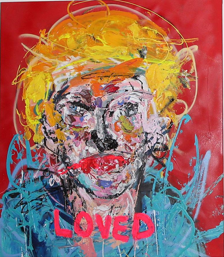 "LOVED" Mixed media painting 36x30 inch by John Paul Fauves 