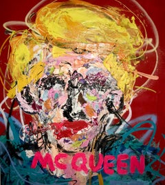 "McQueen" Mixed media Painting 34x29 inch by John Paul Fauves