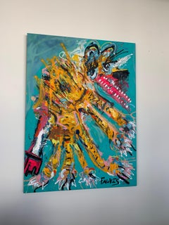 "Tiger Skin" mixed media painting 58"x46 in by John Paul Fauves