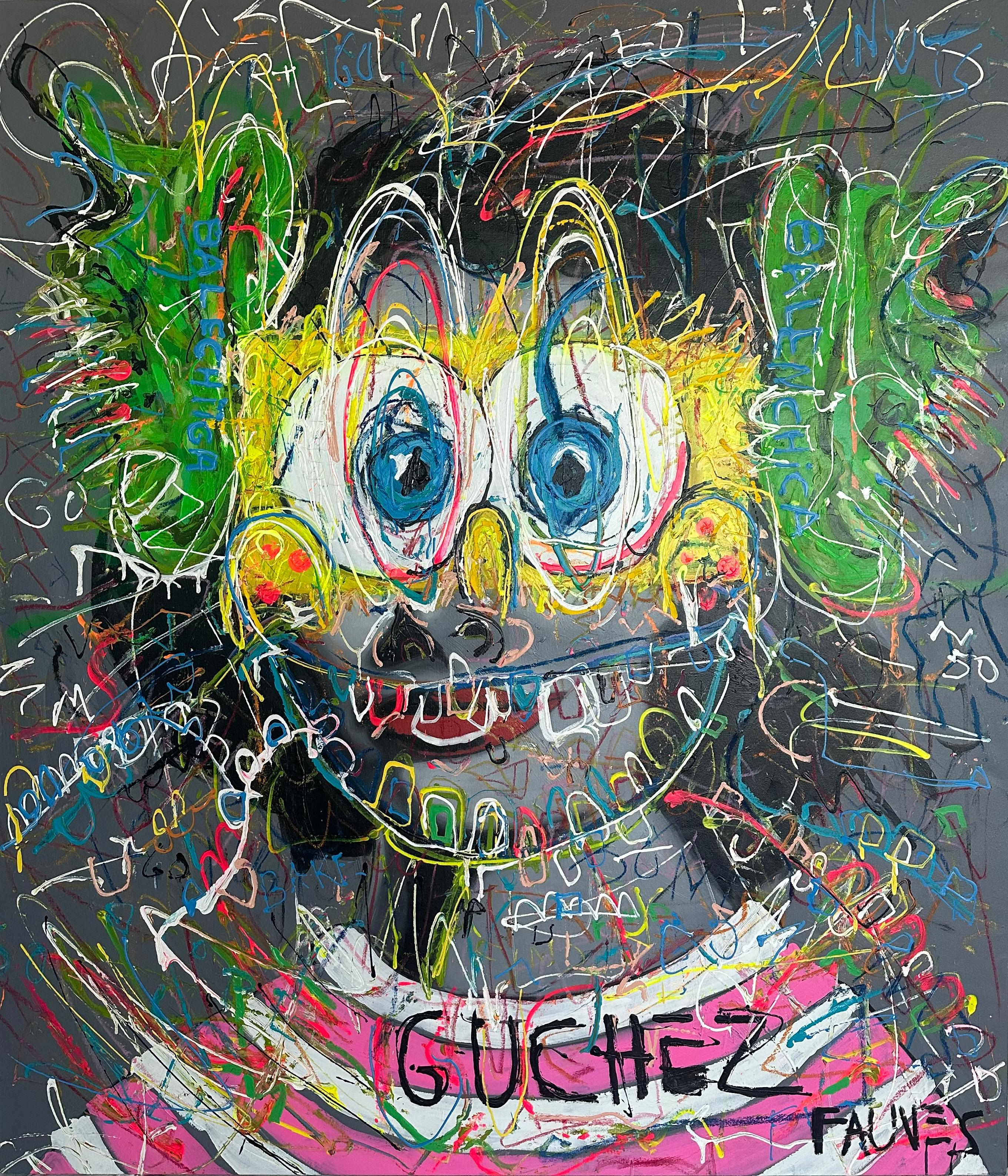 Pittura Pop Art "Walk a Moon" di John Paul Fauves (66 x 57 pollici)