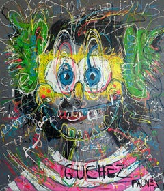 Pittura Pop Art "Walk a Moon" di John Paul Fauves (66 x 57 pollici)