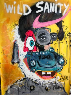 "Wild Sanity" Mixed media Painting 75x52 inch by John Paul Fauves 