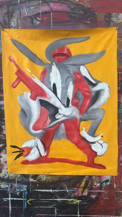 "Yellow Marsh Mallow" Peinture mixte 39" x 31" inch by John Paul Fauves