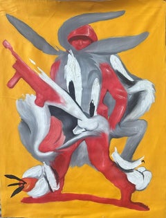 "Yellow Marsh Mallow" Peinture mixte 39" x 31" inch by John Paul Fauves
