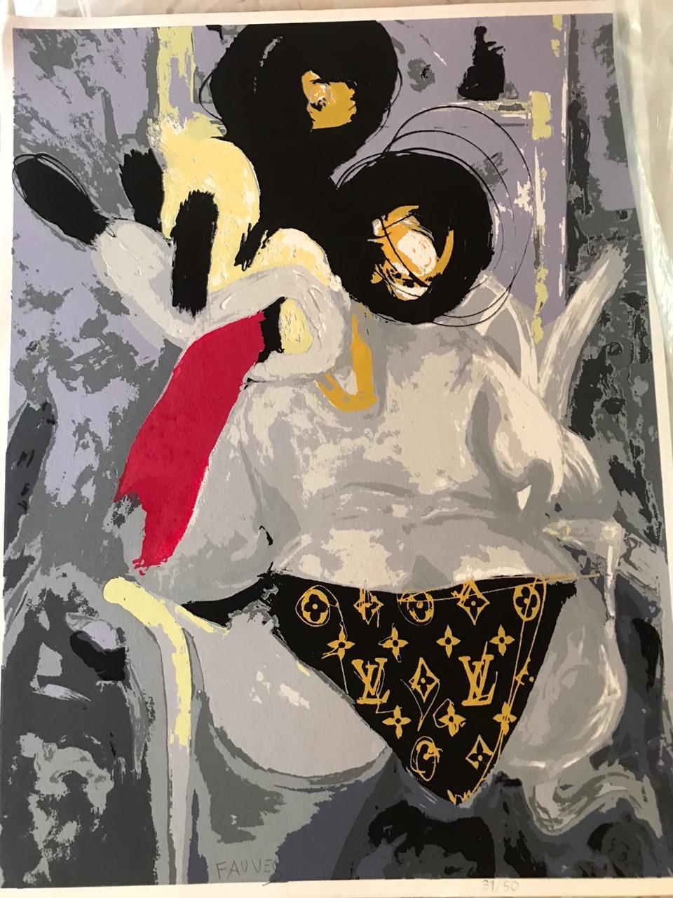 "Mickey under Louis" Silkscreen Print 39"x28" in Ed. 38/50 by John Paul Fauves 



ABOUT John Paul FAUVES: 
John Paul Fauves (born in 1980) is a contemporary Artist from Costa Rica . His artistic journey started at a very young age after he became a