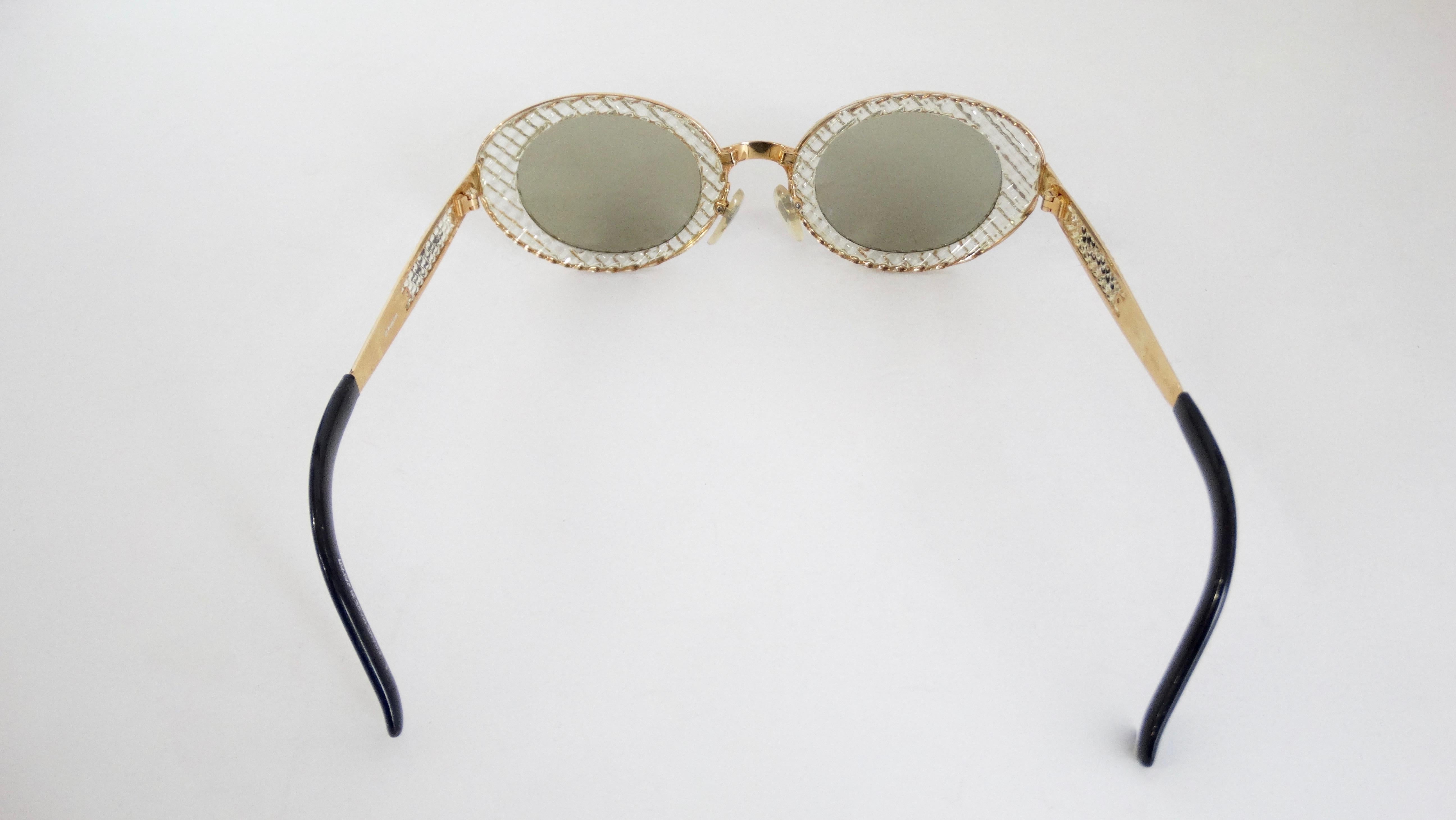 Beige John Paul Gaultier 1990s Textured Oval Fancy Sunglasses 