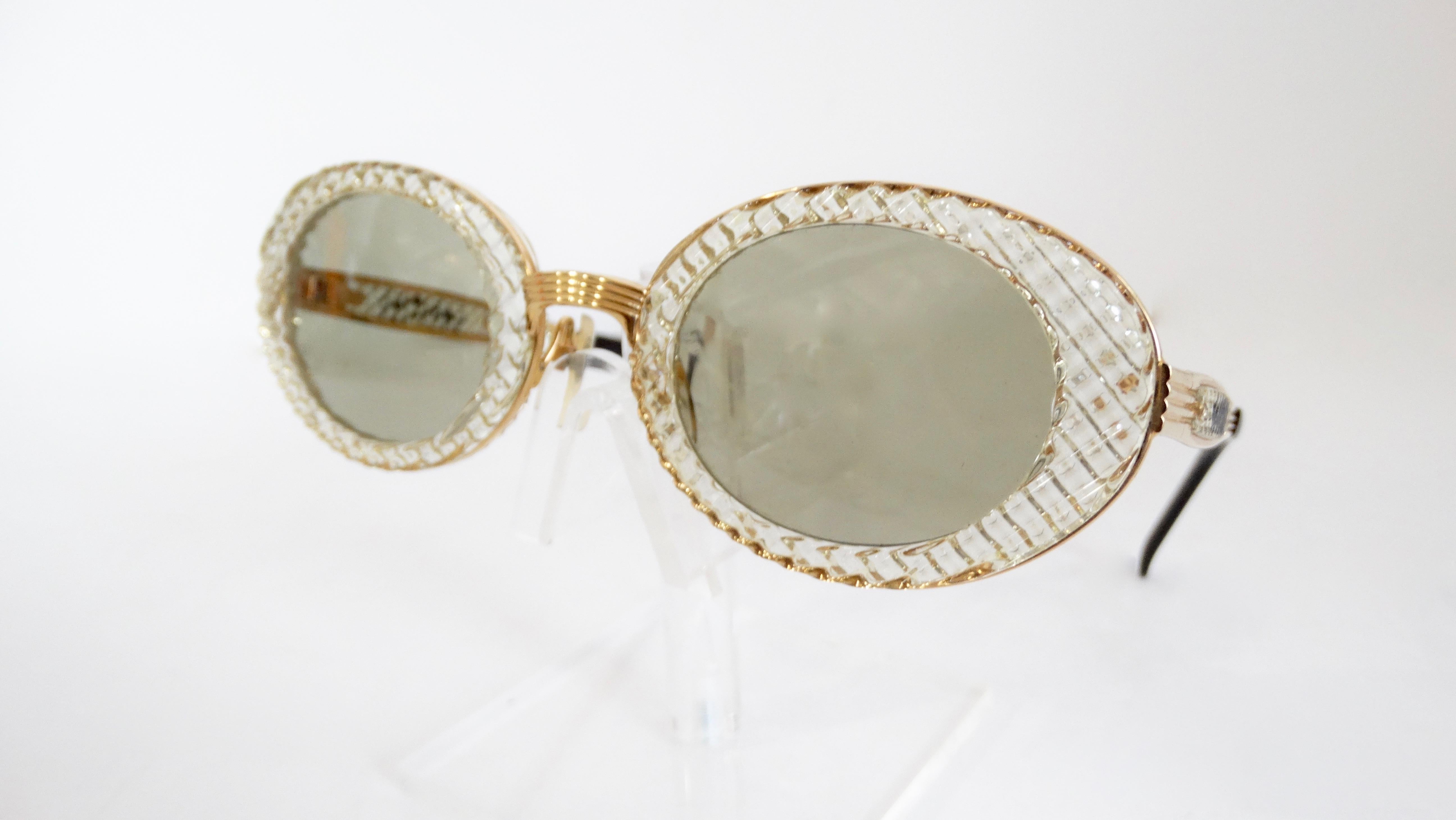 Women's or Men's John Paul Gaultier 1990s Textured Oval Fancy Sunglasses 