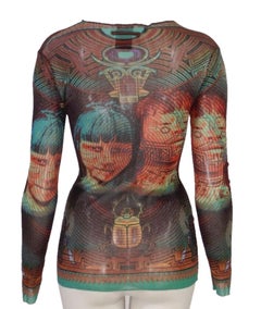 John Paul Gaultier Brazilian Currency Print Mesh Top 1996