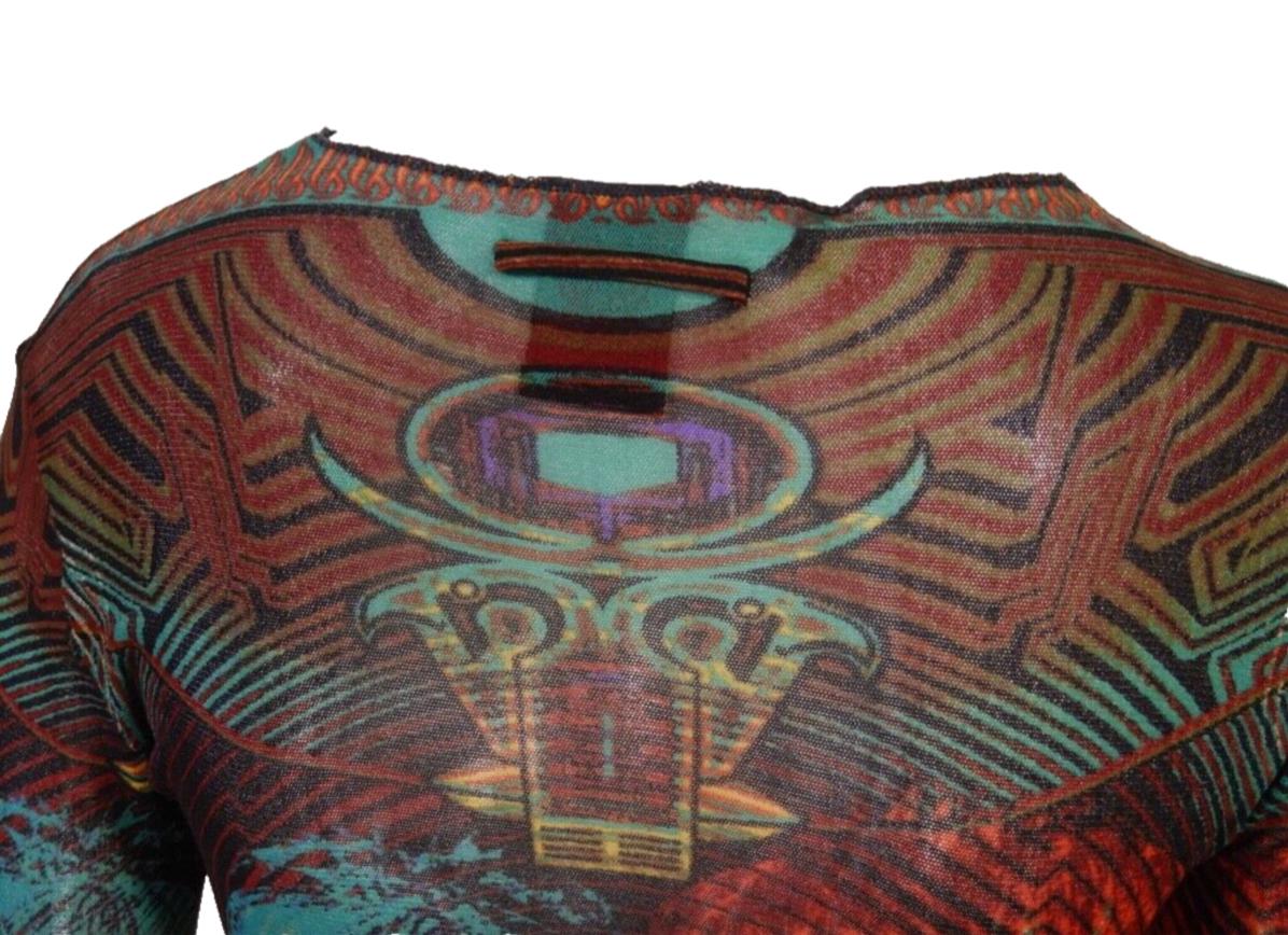 John Paul Gaultier Top de malla con estampado de divisas de Brasil 1996 Marrón en venta
