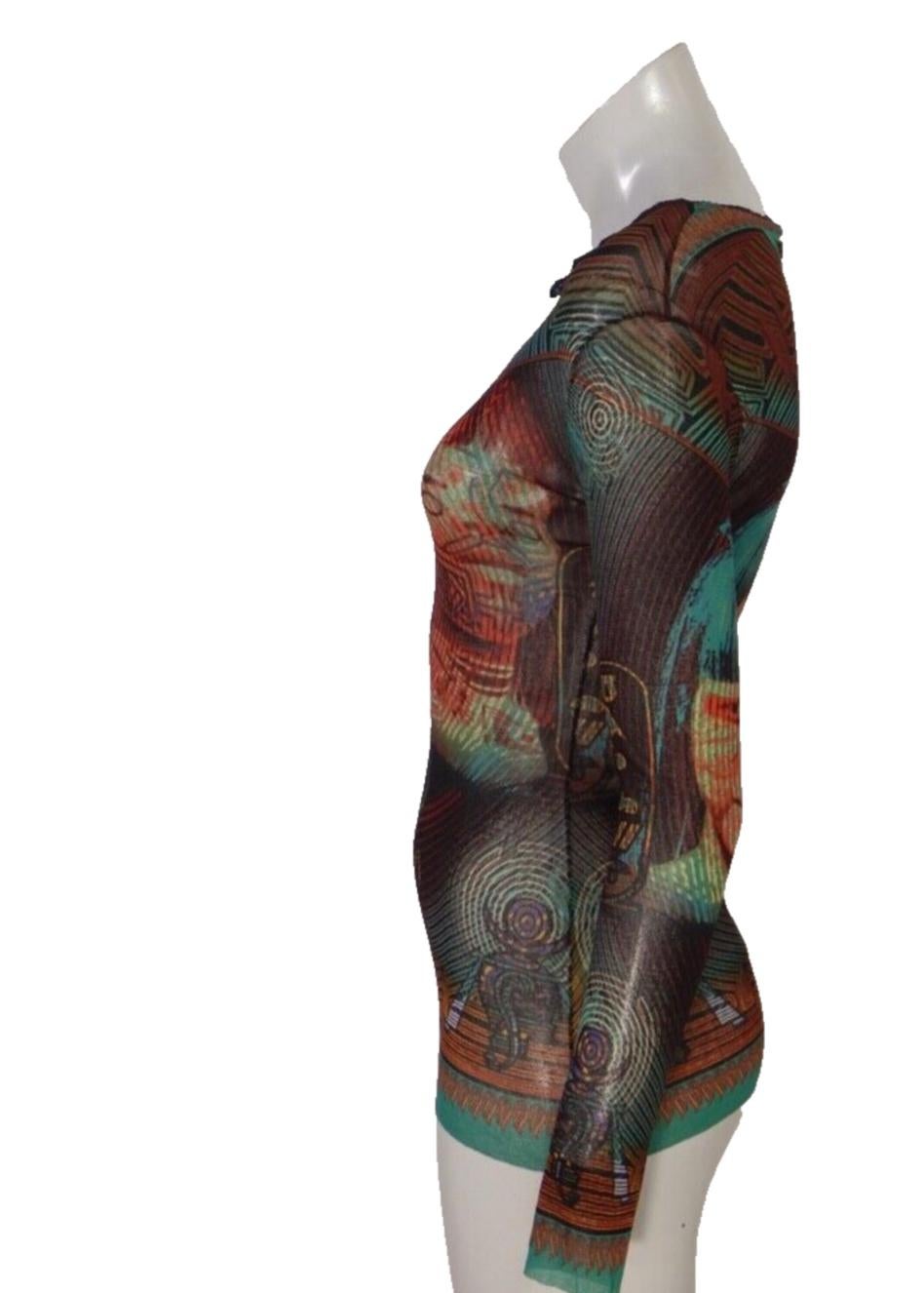 John Paul Gaultier Top de malla con estampado de divisas de Brasil 1996 en Bueno estado para la venta en Oakland, CA