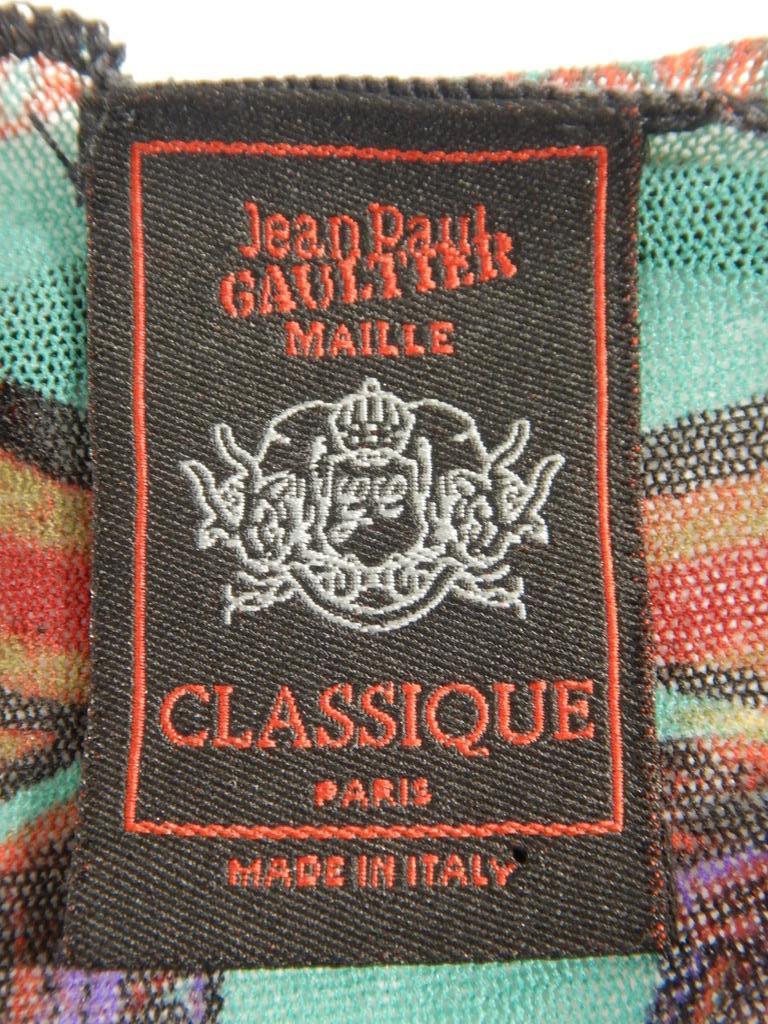 John Paul Gaultier Top de malla con estampado de divisas de Brasil 1996 en venta 1