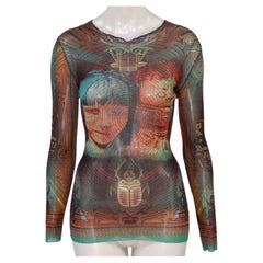 John Paul Gaultier Brazilian Currency Print Mesh Top 1996