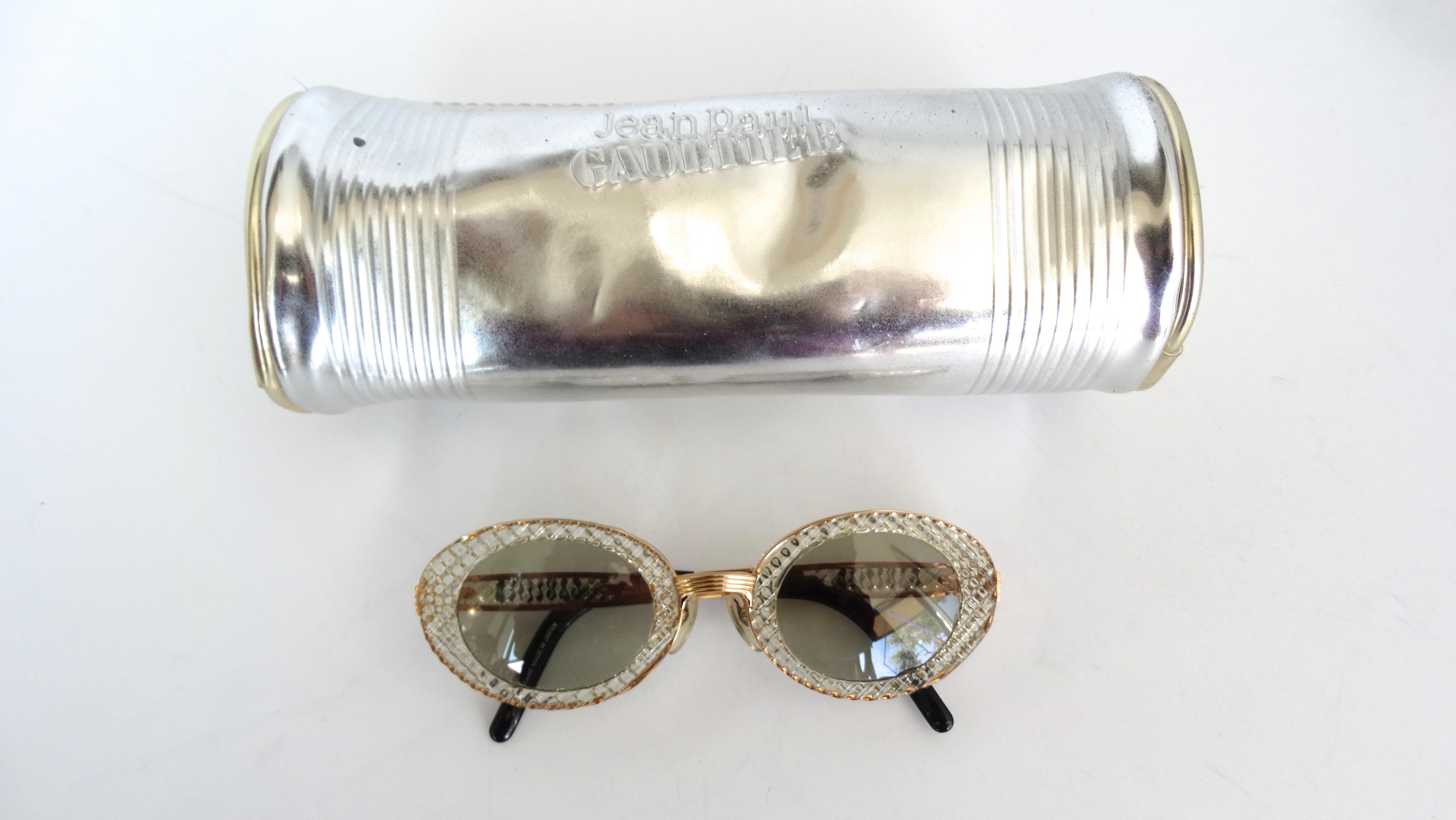 John Paul Gaultier 1990s Textured Oval Fancy Sunglasses  2