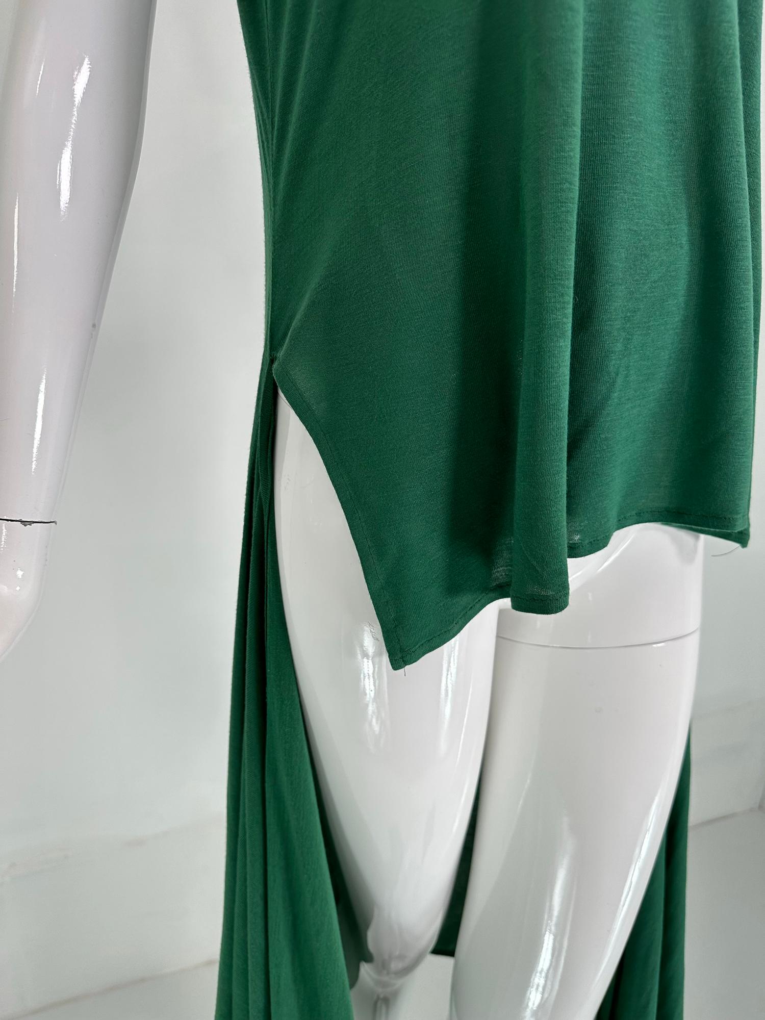 John Paul Gaultier - Robe portefeuille et cravate publique en jersey de coton vert, rare, années 1980 13