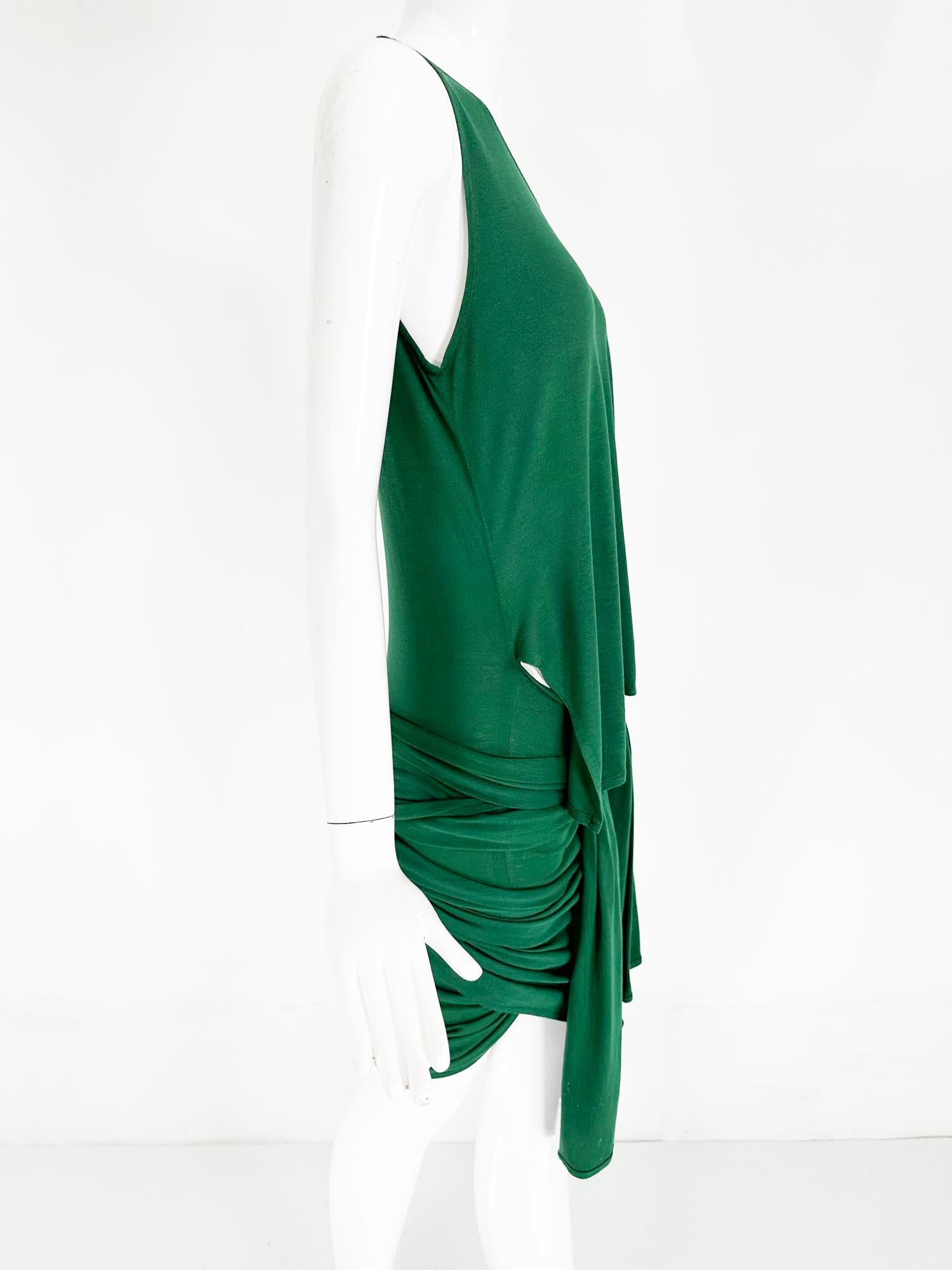  John Paul Gaultier - Robe portefeuille et cravate publique en jersey de coton vert, rare, années 1980 Unisexe 