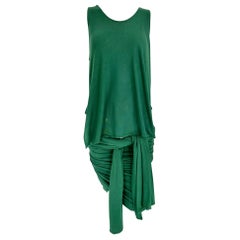 John Paul Gaultier Public Rare 1980s Green Cotton Jersey Wrap & Tie Dress