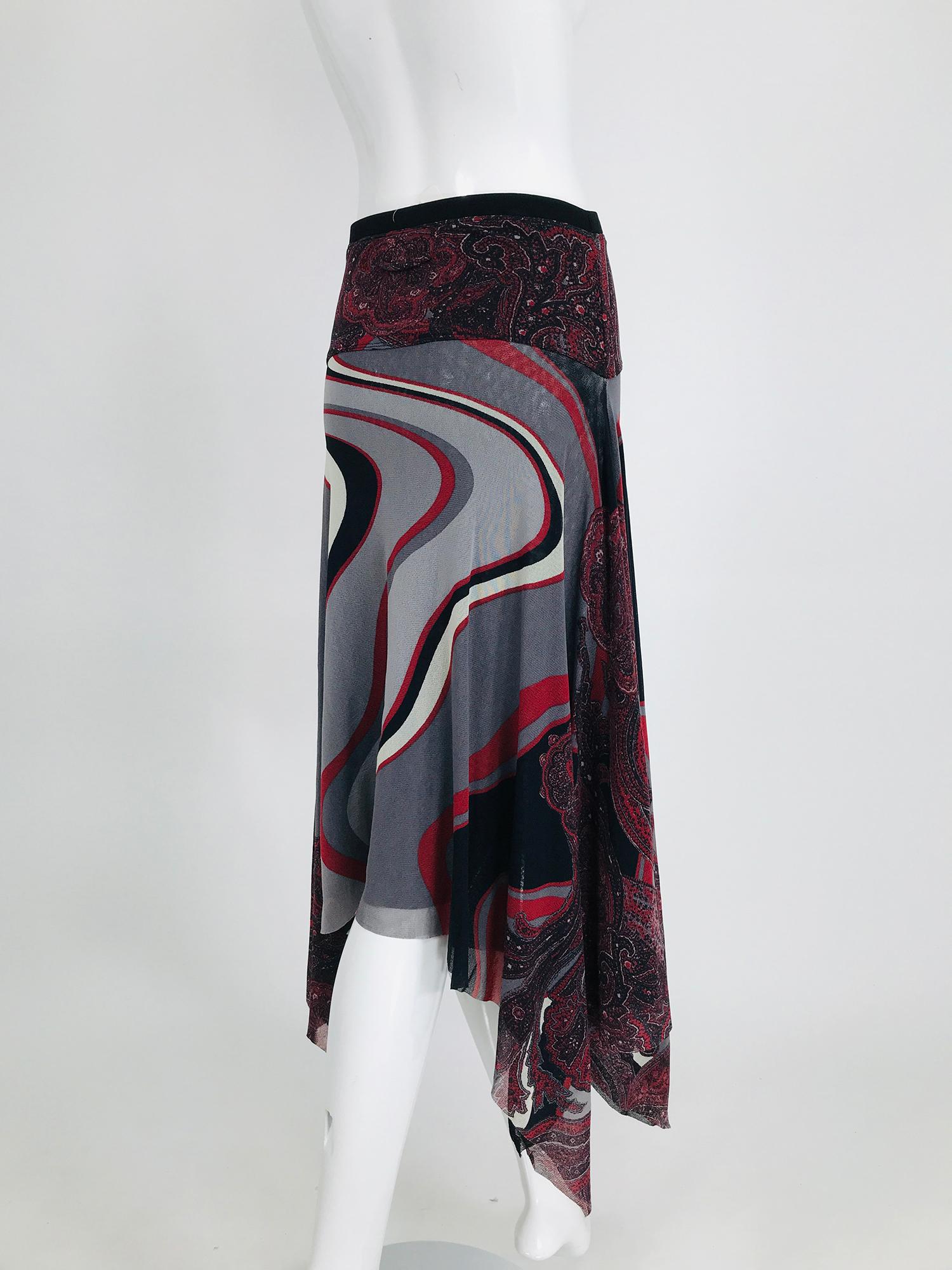 John Paul Gaultier Soleil Printed Mesh Asymmetrical Skirt 5