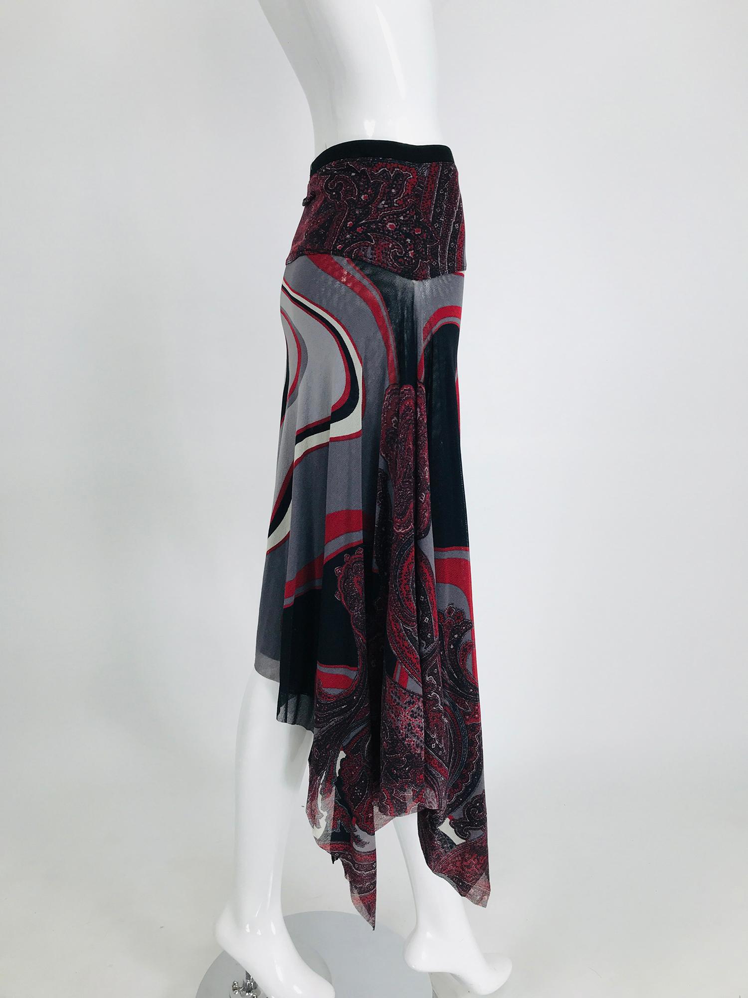 John Paul Gaultier Soleil Printed Mesh Asymmetrical Skirt 7