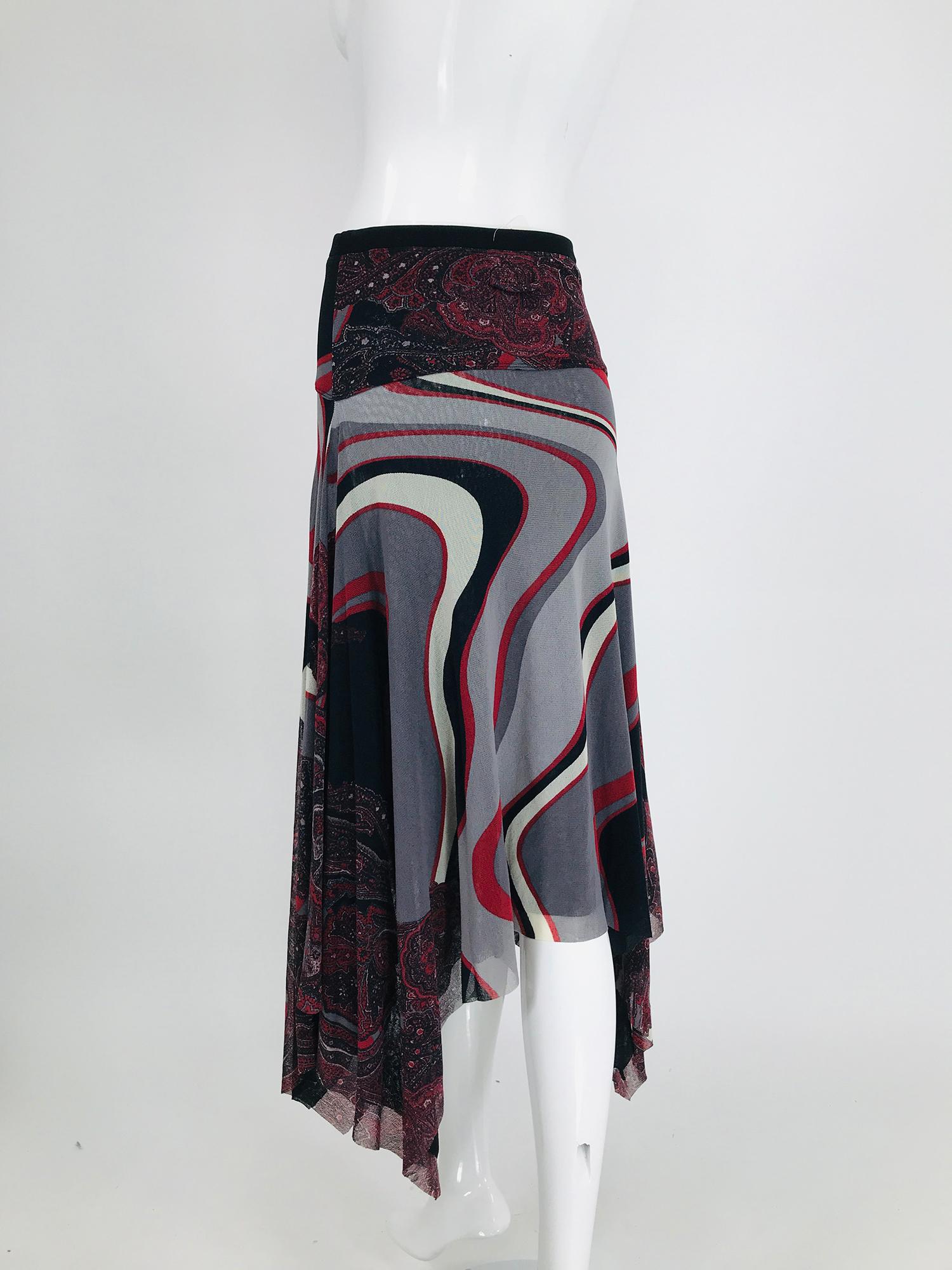 John Paul Gaultier Soleil Printed Mesh Asymmetrical Skirt 2