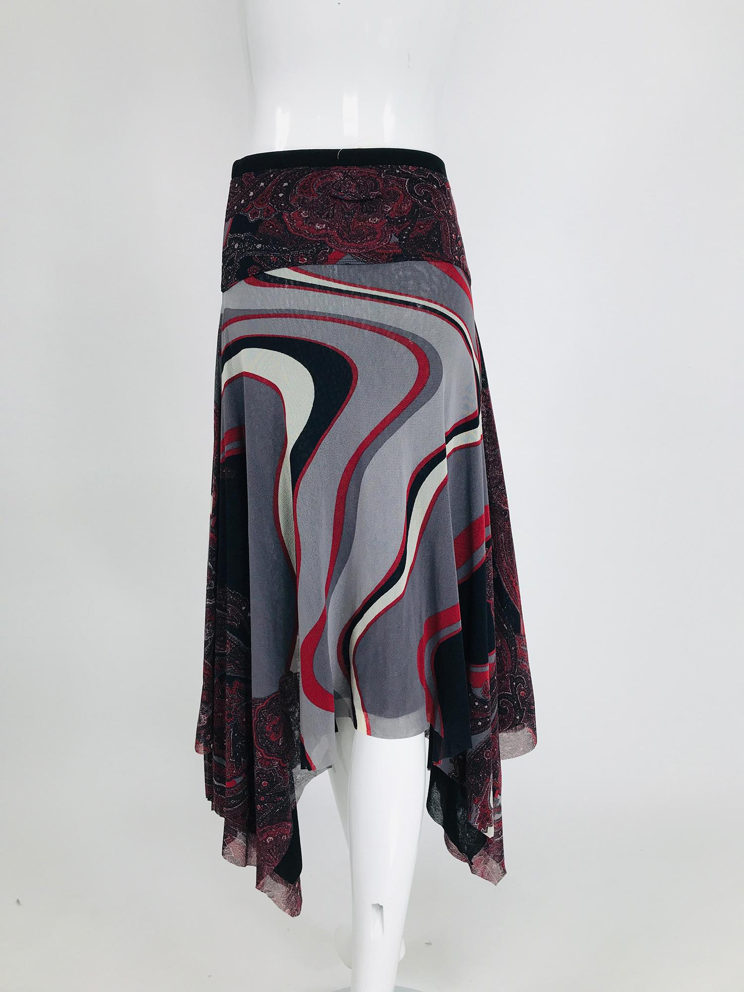 John Paul Gaultier Soleil Printed Mesh Asymmetrical Skirt 3