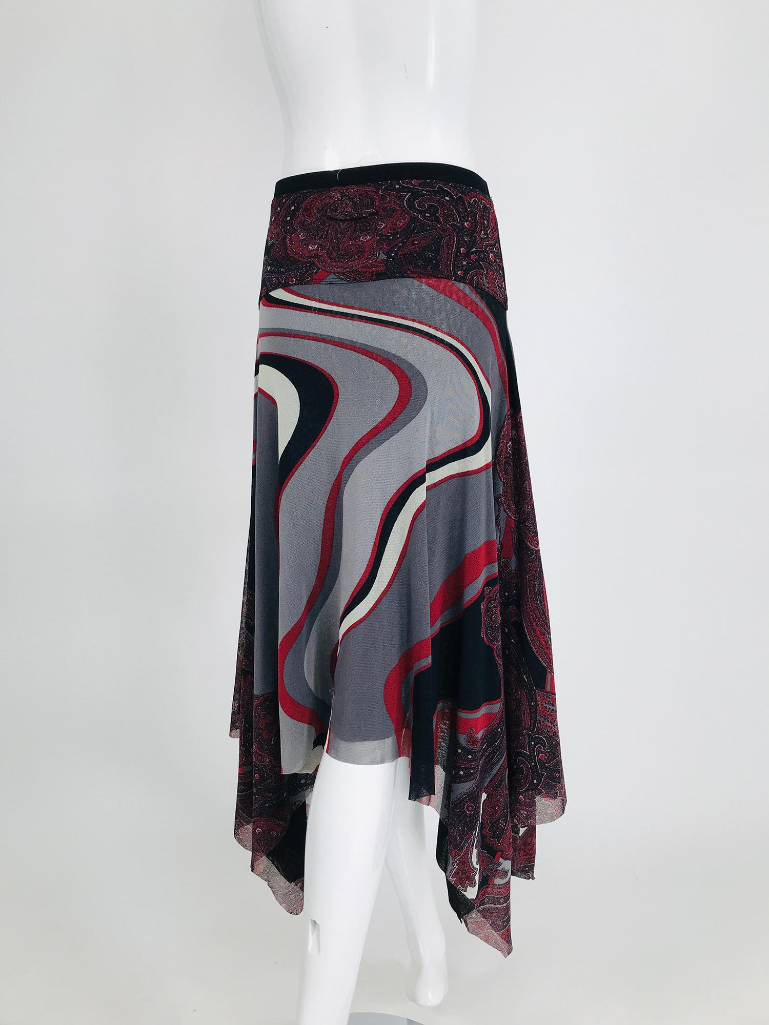 John Paul Gaultier Soleil Printed Mesh Asymmetrical Skirt 4