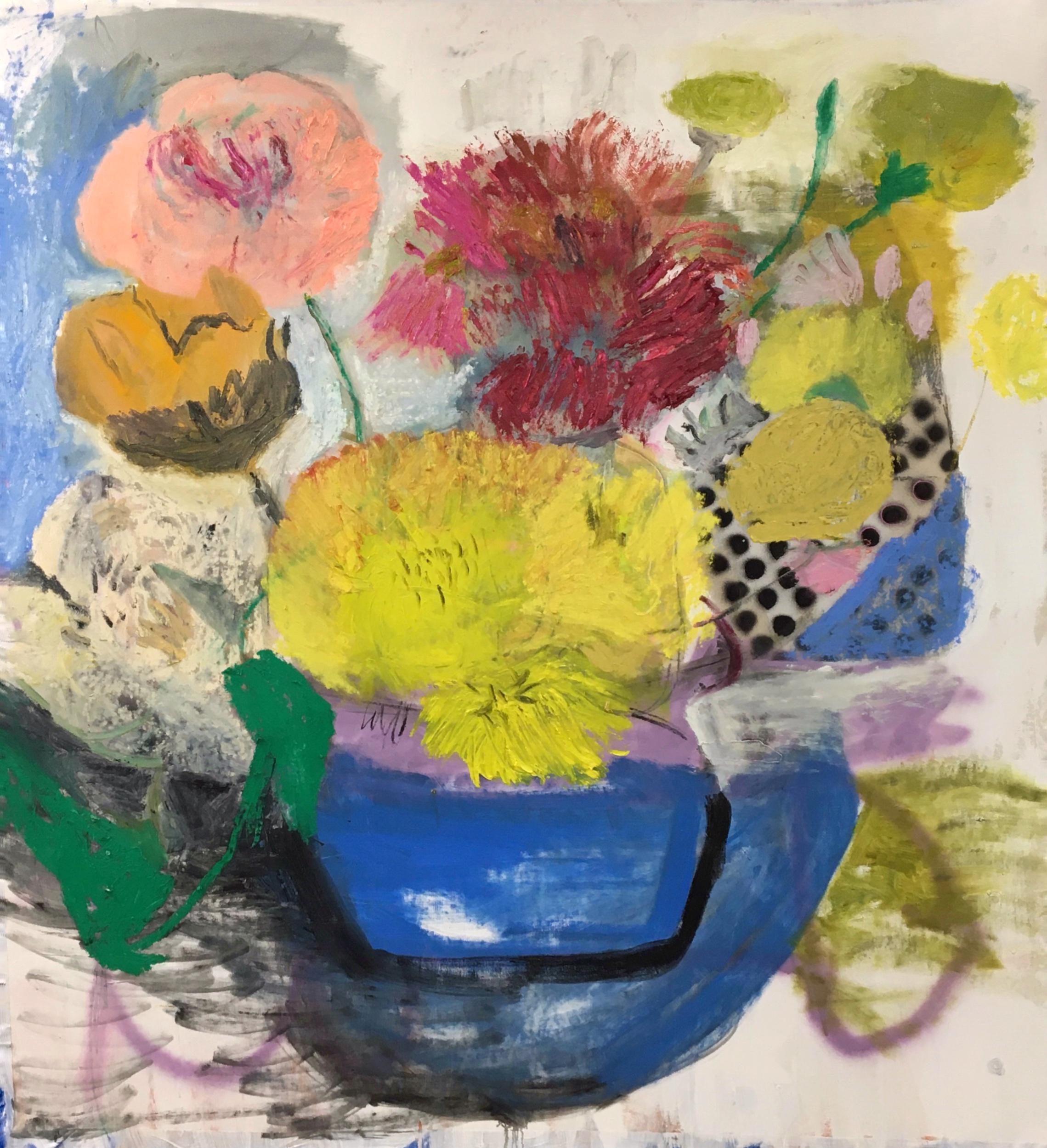 Big Flowers- Acrylic Paint, Canvas, Graphite, Oil Crayon, Oil Paint, Pastel - Painting by John Paul Kesling